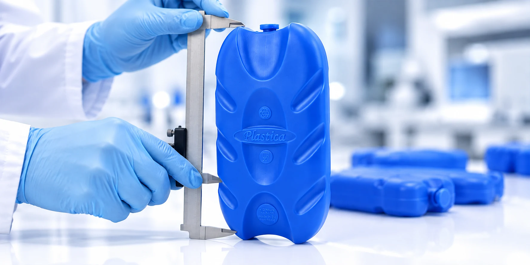Ποιοτικός έλεγχος διαστάσεων παγοκύστης Plastica με παχύμετρο